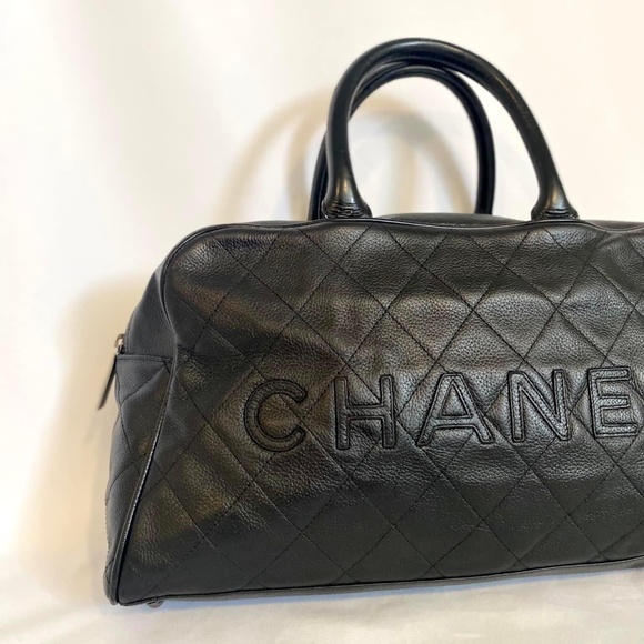 Authenticated CC Black Leather Bowling Bag - Picture 4 of 16